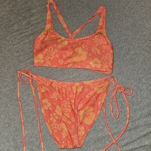 Floral Bikini Set in Orange and Yellow